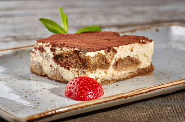 restaurant dish on white and gray plates, on a table