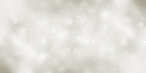 white and gray Christmas light with snowflake bokeh background, Winter backdrop wallpaper.
