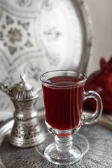 Turkish Hot Red Hibiscus Tea with Honey, Winter Drink