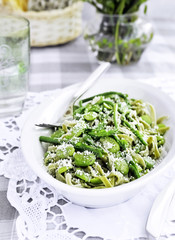Asparagus and Broad Bean Pasta, Tagliatelle Pasta Recipe - Image