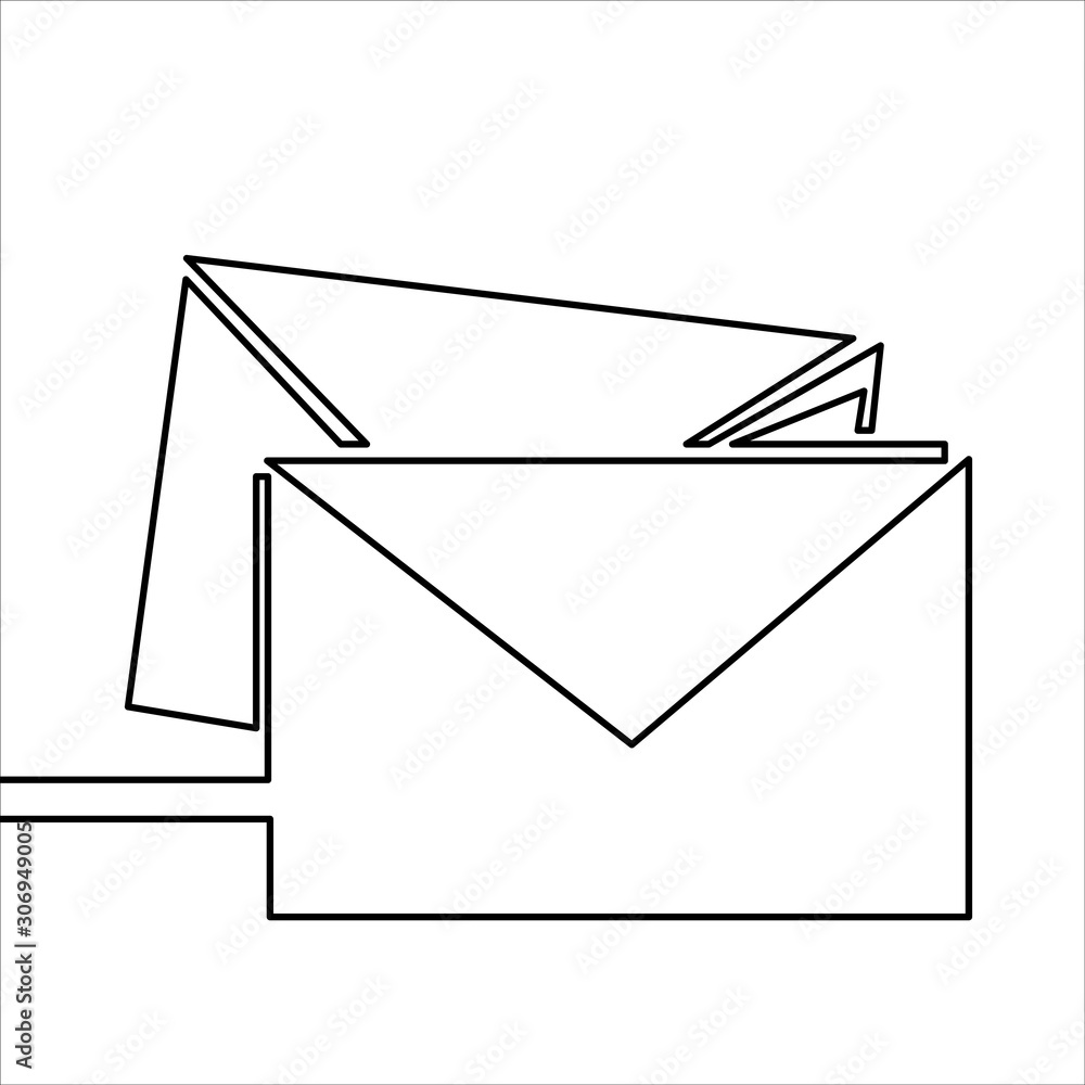 Poster vector isolated line icon mail- continuous line drawing