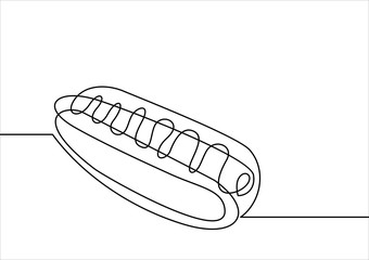 Hot dog line icon- continuous line drawing