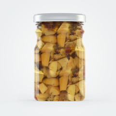 Glass Jar With Pickled Mushrooms