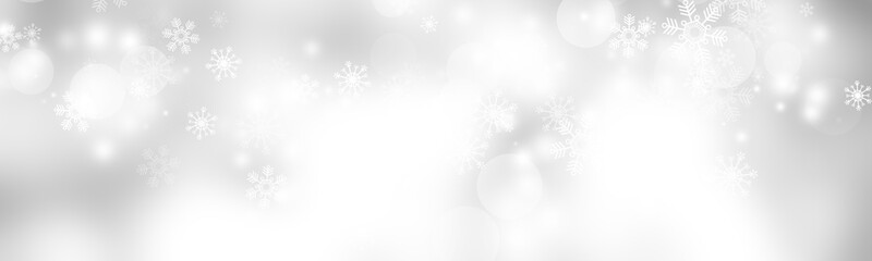 white and gray Christmas light with snowflake bokeh background, Winter backdrop wallpaper.