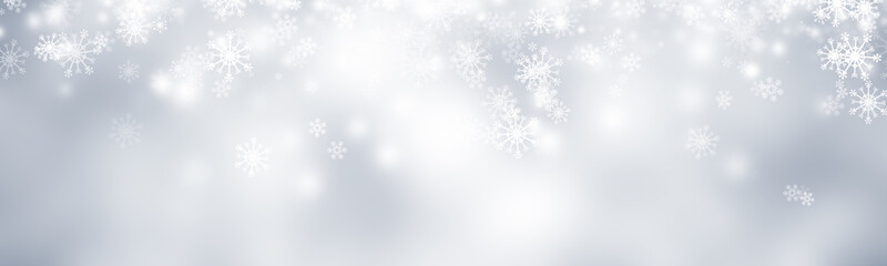 white and gray Christmas light with snowflake bokeh background, Winter backdrop wallpaper.