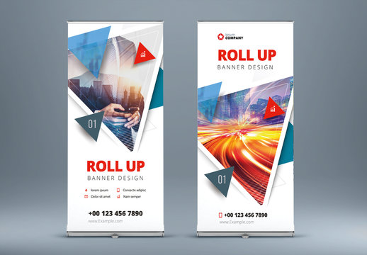 Blue Roll Up Layout with Triangles