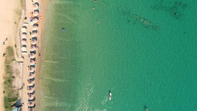 Aerial view of people enjoying summer day at Ba&scaron;ka beach, Croatia.