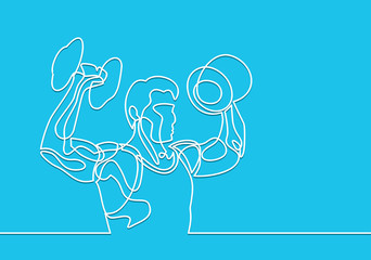 bodybuilder. gym logo vector-continuous line drawing