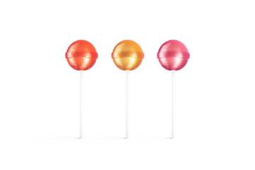 Blank color caramel lollipop mockup set, front view