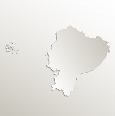 Ecuador map card paper 3D natural blank vector