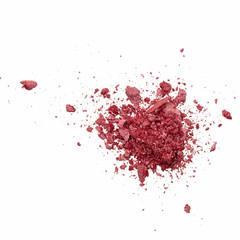 smashed pink eyeshadow make up palette isolated on a white background