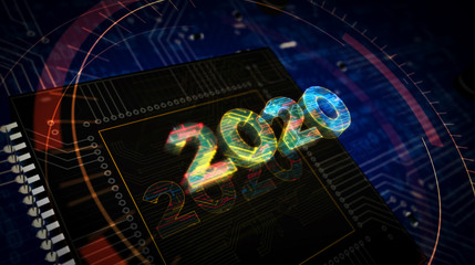 Fototapeta na wymiar 2020 year number cyber style futuristic illustration
