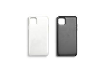 Blank black and white phone case mockup set, top view