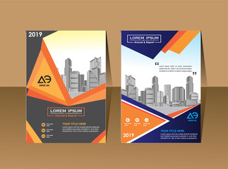 Vector Business brochure, flyers design template, company profile, magazine, poster, annual report, book & booklet cover, with green wavy line, and cityscape vector in background elements, size a4.