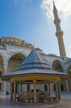 The sebil ablution fountain in the courtyard of Fatih mosequ in Istanbul, Turkey