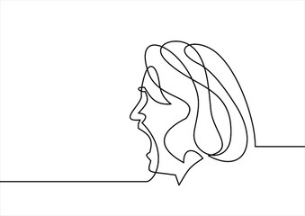 Woman screaming in despair. Vector illustration-continuous line drawing