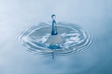  Water drops and Circle Ripples - Splash of light blue water with drops - a drop falling into the water, closeup
