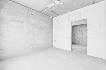 interior of the apartment without decoration in gray colors