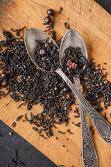 Tea ceremony in life style. English breakfast, oolong. Tea leaves. Chinese tea. Healthy life.