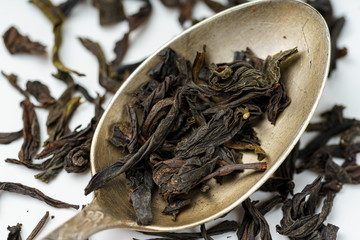 Tea ceremony in life style. English breakfast, oolong. Tea leaves. Chinese tea. Healthy life.