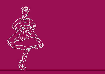 graphic with beautiful young girl model for design. Fashion, style, youth, beauty. Sexy woman-continuous line drawing