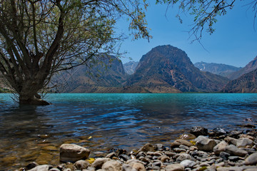 Tajikistan. The pearl of the Pamir tract is the amazing mountain lake Iskanderkul.