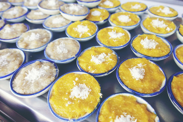 Thai sweets of coconut milk Custard (called 