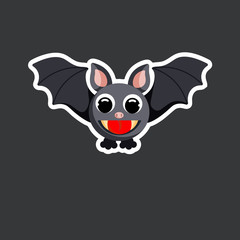 vector cute bat sticker template