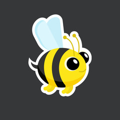 vector cute bee sticker template