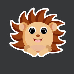 vector cute hedgehog sticker template