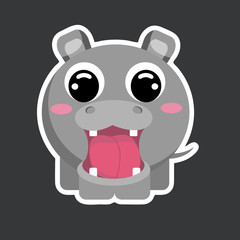 vector cute hippopotamus sticker template