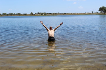 man in water