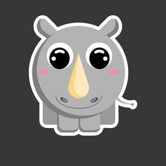 vector cute rhinoceros sticker template