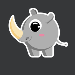 vector cute rhinoceros sticker template