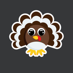 vector cute turkey sticker template