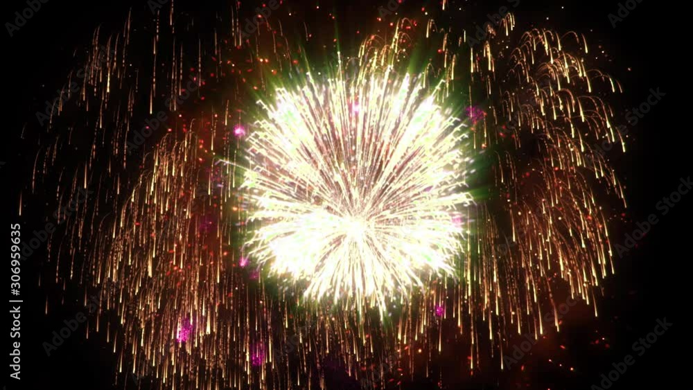 Poster 3d abstract. realistic animation firework colorful.