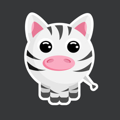 Fototapeta na wymiar vector cute zebra sticker template
