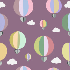 Balloons in the sky in pastel colors