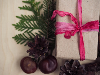 background Christmas flat lay natural style