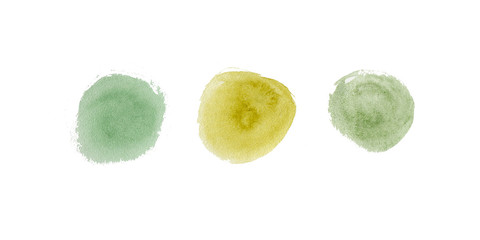 Abstract watercolor yellow green stain for your design. Blur, background, brushstroke. Abstract watercolor texture hand drawn isolated on white background 