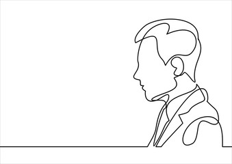 human head, businessman avatar vector line - continuous line drawing