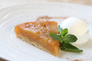 Apple tart with ice cream