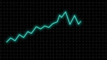 Growing sales graphic flat motion design animation, simple line chart with alpha channel. Business 3d money concept
