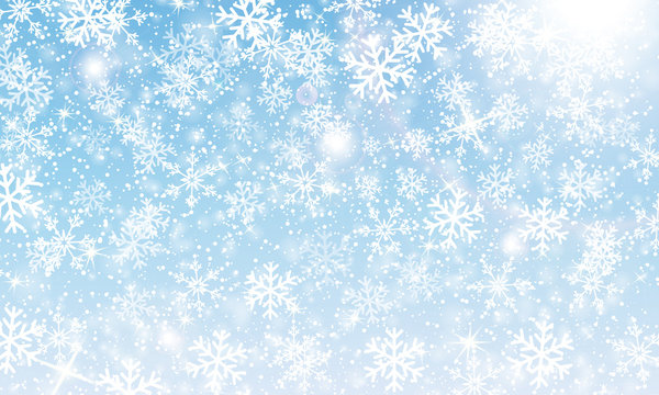 Snow background. Winter snowfall. Vector.