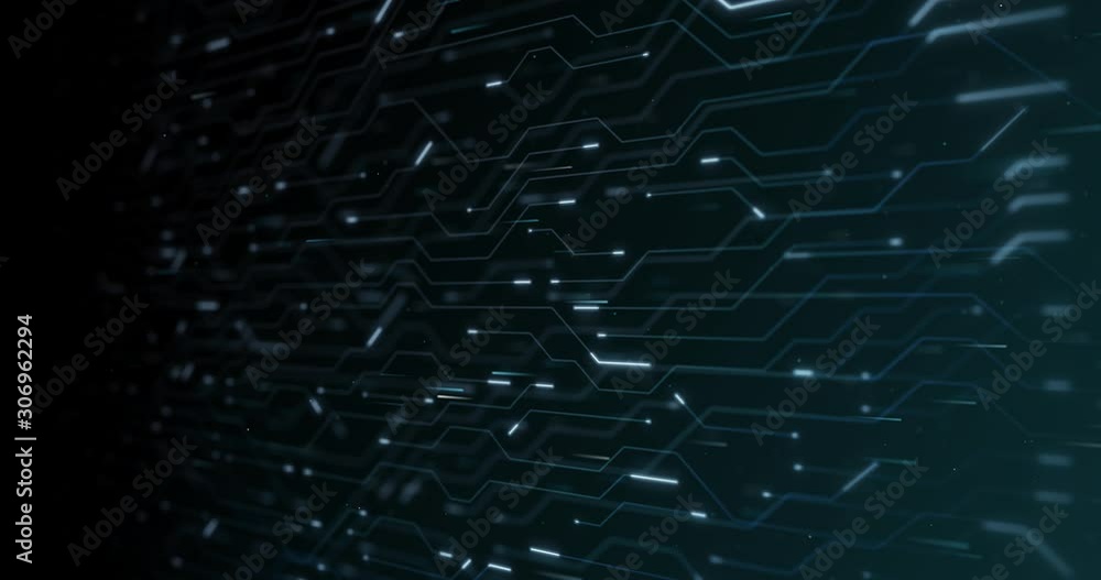 Poster 4k high technology seamless loop of the futuristic circuit board. electrical signals flowing in elec
