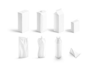 Blank white drink pack mock up set, side view