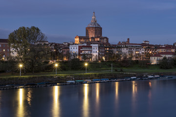 Landscape view of Pavia at dusk, Italy