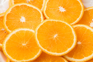 Thin slices of fresh oranges