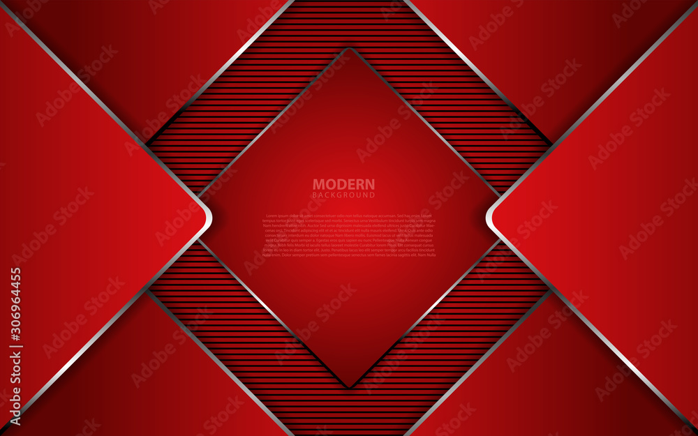 Aufkleber abstract red overlapping layers background a combination with silver texture line decoration. luxury