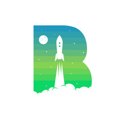 alphabet initial logo sign logotype space rocket vector